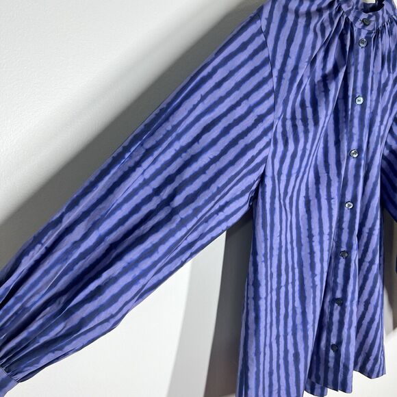 NEW ALTUZARRA Sz XL Teresa Striped Cotton Blend Poplin Button Front Shirt - Picture 4 of 12